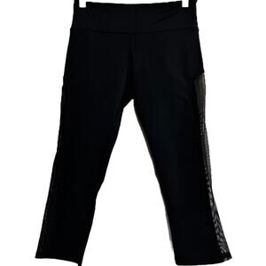 Onzie Stunner Leggings Free Flow Hot Yoga Capri High Rise Mesh Panels Black S/M